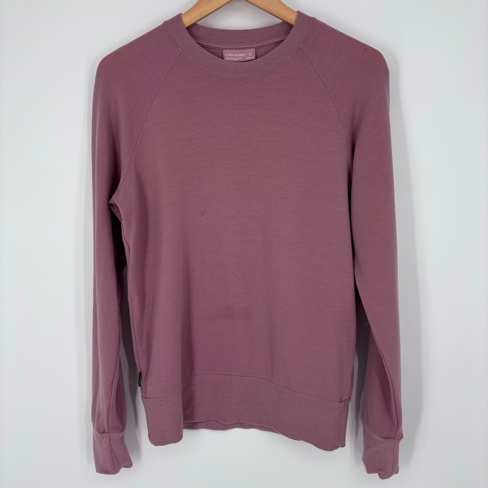 Icebreaker Central Long Sleeve Sweatshirt Women Small Merino Wool Mauve *FLAW